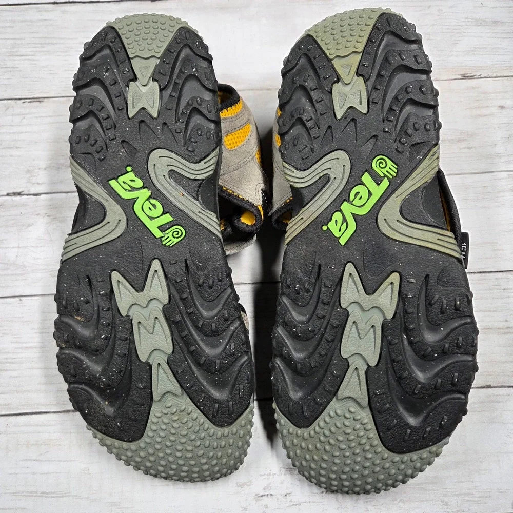 Teva 6617 Hiking Sandals Outdoor Men 15 Grey Yellow Buckle Straps